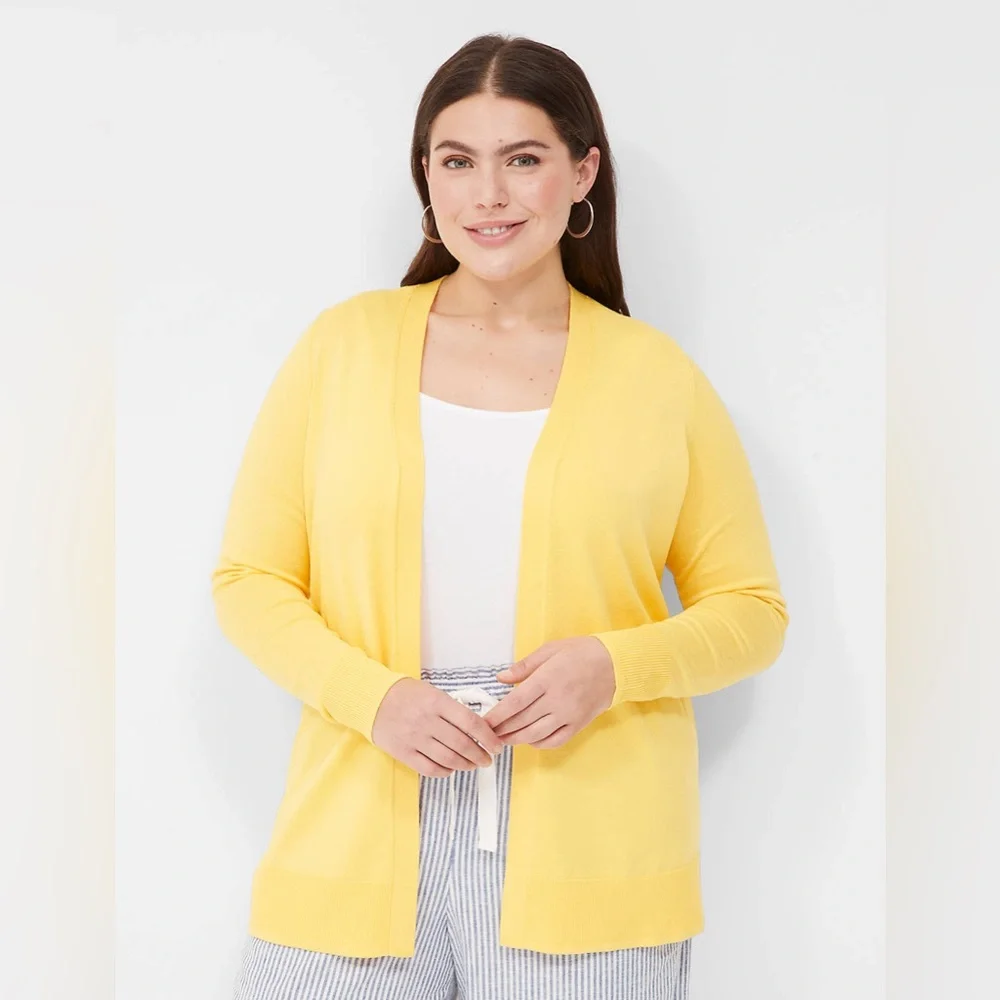 NWT- Lane Bryant Classic Long Sleeve Open Front Cardigan, Size 18/20 Lemon Zest